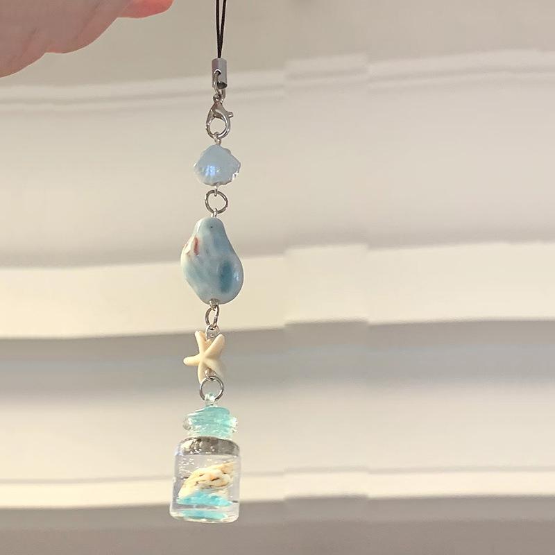 Cute Fruit Keychain Creative Summer Watermelon Pendant Key Chain Beaded Mobile Phone Anti-Lost Lanyard Bag Decorative Keyring