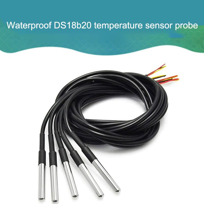 1PCS DS18b20 Waterproof Encapsulated Stainless Steel DS18B20 18B20 Temperature Sensor Temperature Probe Cable Length 1m For Ard
