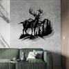 Forest Wildlife Metal Wall Art Deer Mountain Silhouette Steel Sculpture Home Decor