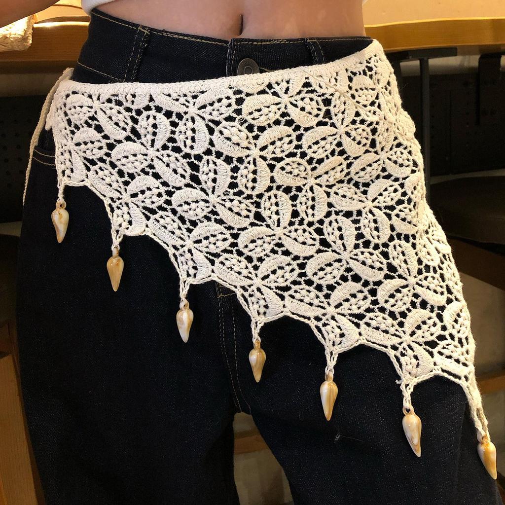 Hochwertiger Damen-Dreiblatt-Klee-Fransen-Strickschal-Rock