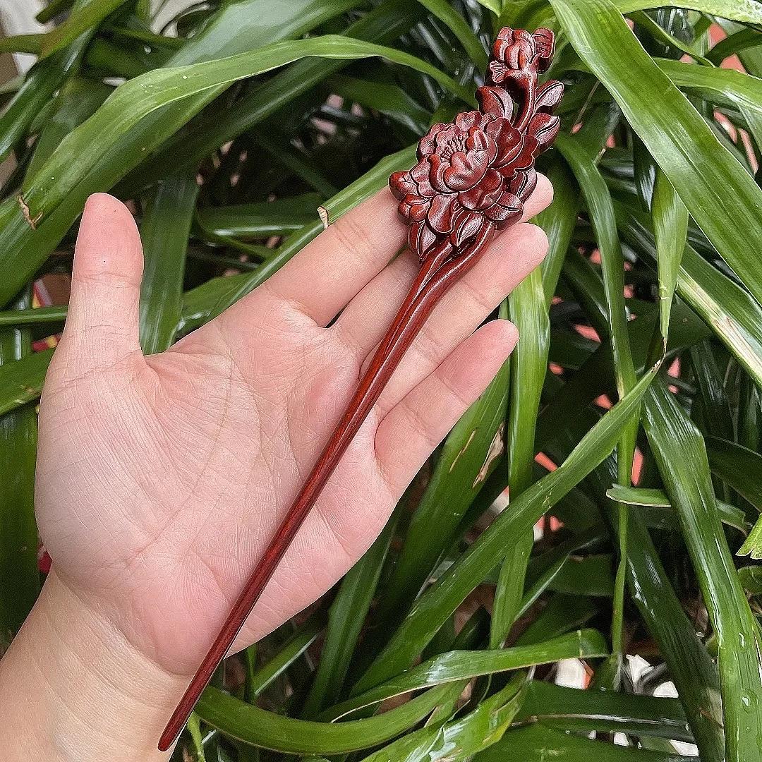 

Резная шпилька ручной работы в китайском стиле ретро из персикового дерева, ажурная шпилька для волос, женские инструменты для укладки волос, аксессуары для волос