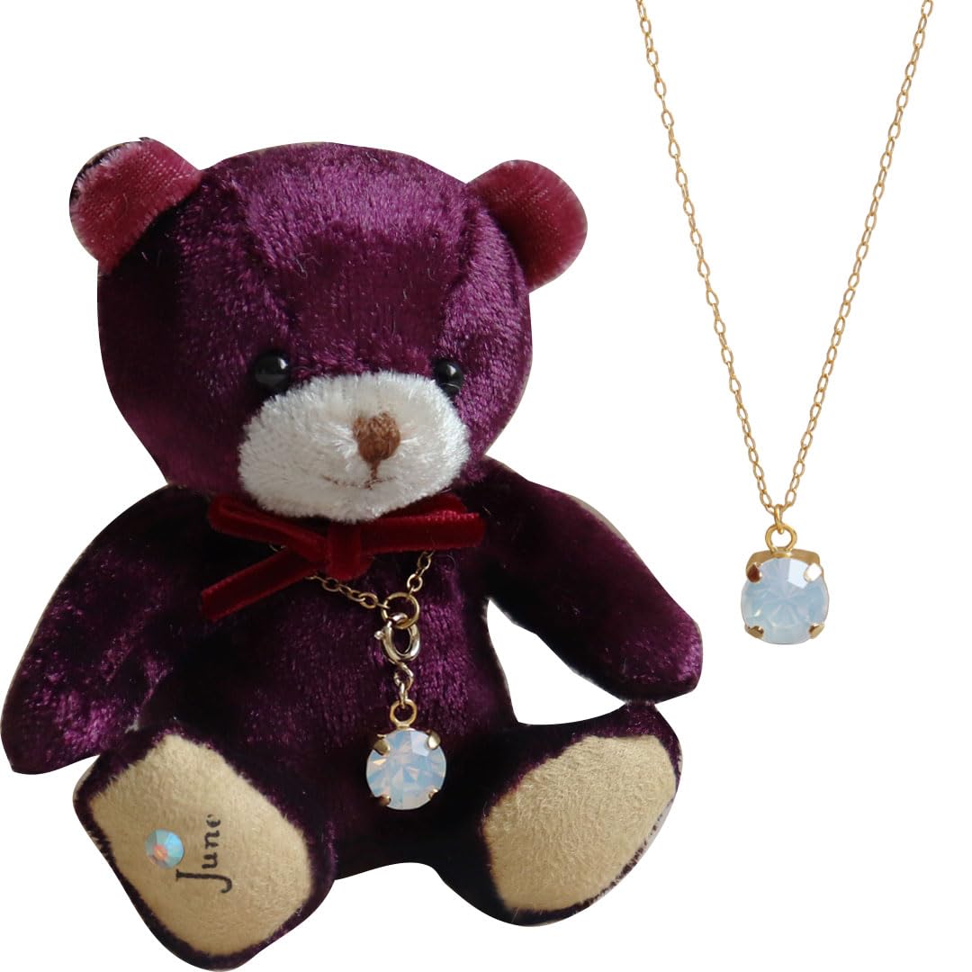 

Petit Luu Birthstone Color Crystal Mini Angel Bear Necklace Gift (June)