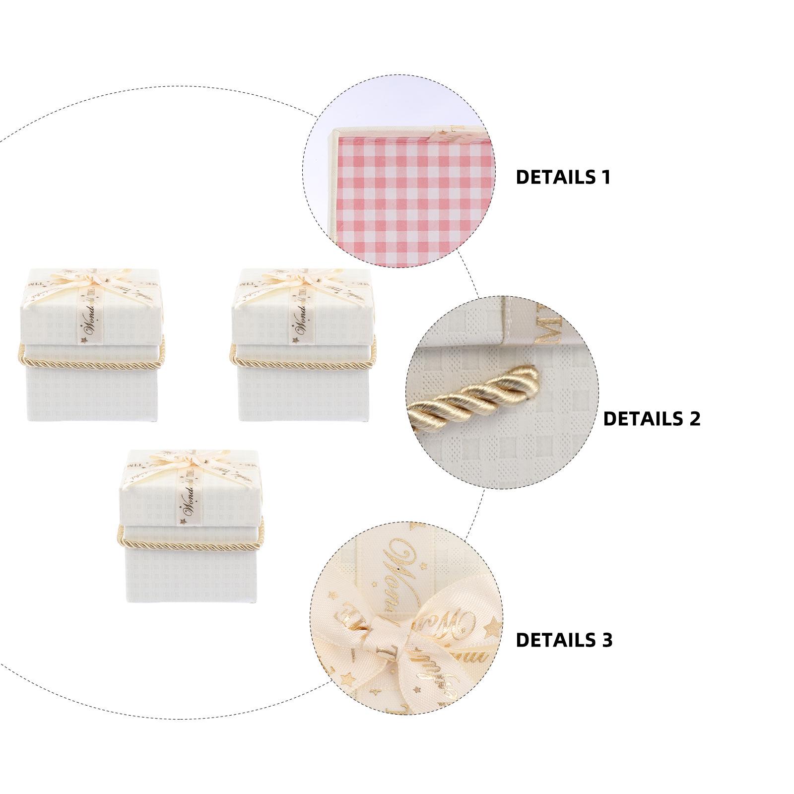 

3Pcs Christmas Candy Container Classic Pattern Gift Packing Box for Party Favors Holiday Gifts Storage Festival Wrapping Box Other білий