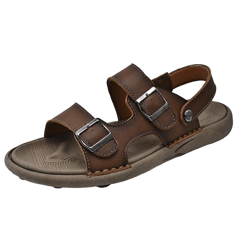 

Модные летние мужские сандалии, мужская повседневная обувь, кожаные уличные брендовые мужские сандалии для мужчин, пляжные роскошные дизайнерские сандалии на платформе, обувь 46 хаки