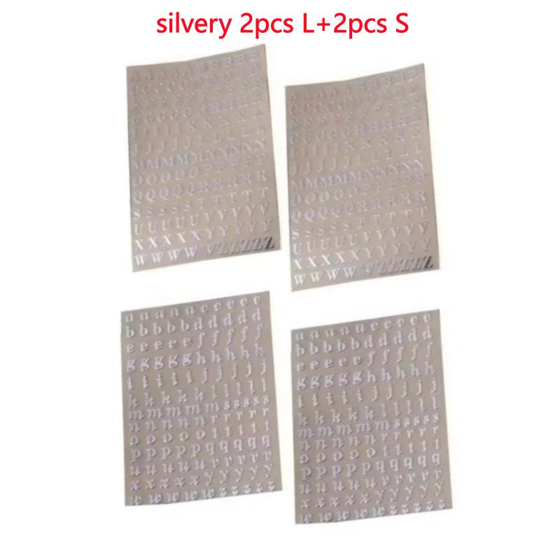 2pcs 3mm Glitter Alloy Alphabet Letters Numbers Stickers Gold Silver Epoxy Resin Filler For DIY Silicone Molds Craft Accessories