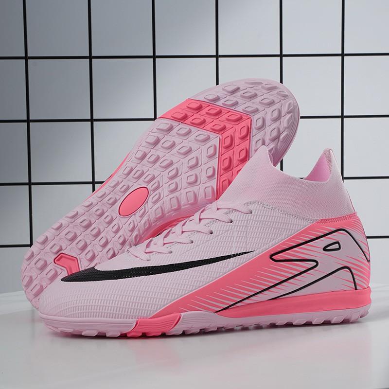 High-Cut Football Cleats Men Women Flyknit Upper Rubber Sole Suitable Turf Indoor Outdoor Fields
