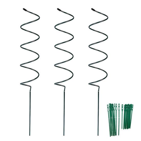 3 Pcs Plant Support Stakes Twist Tomato Stakes Spiral Plants Stakes Iron Garden Stakes Supports with Twist Ties for Climbing Plants Vines