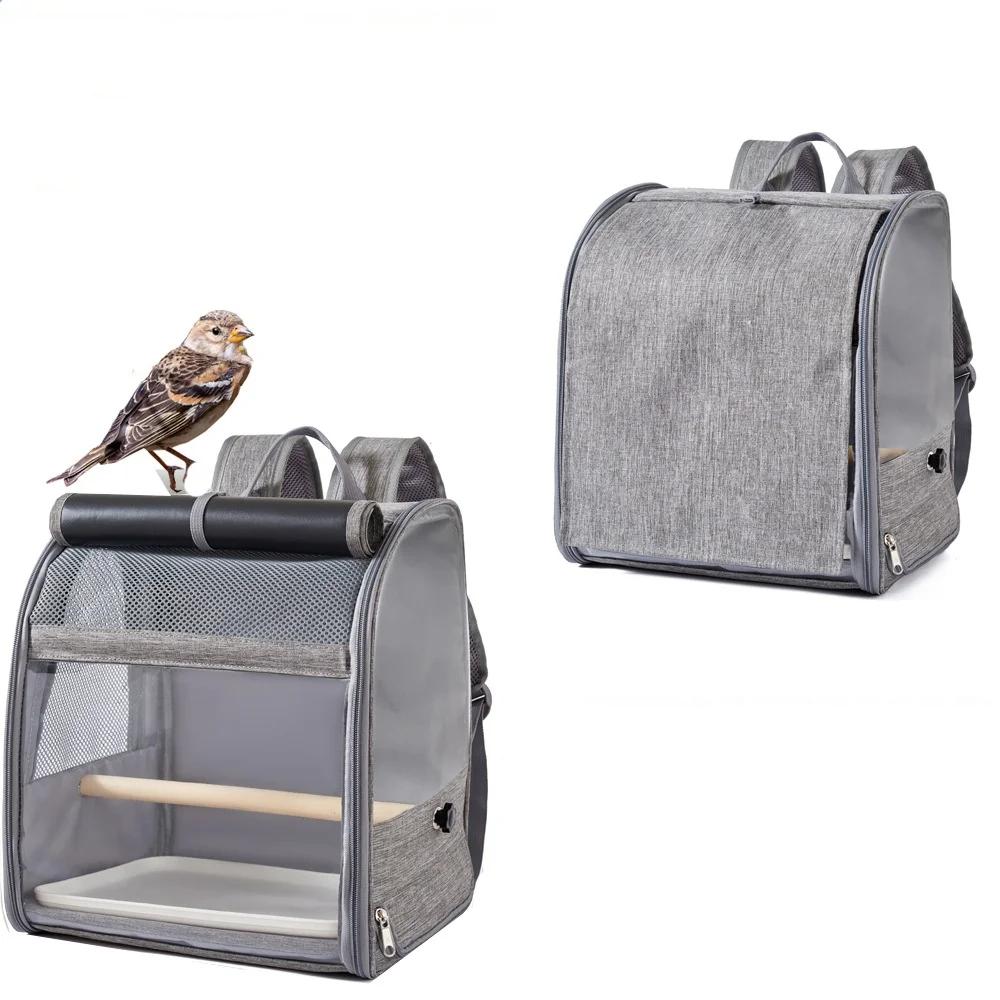 Portable Bird Carrier Bird Backpack with Perch and Tray for Birds Cockatiel Parrot Breathable Large Space Bird Cage Travel Bag