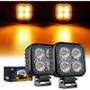 Nilight 2PCS 3 Inch 15W Amber LED Pods Square Built-in EMC Work Flood Beam for Offroad Lighting Side Light Rear Back-Up Light for Tractor Truck
