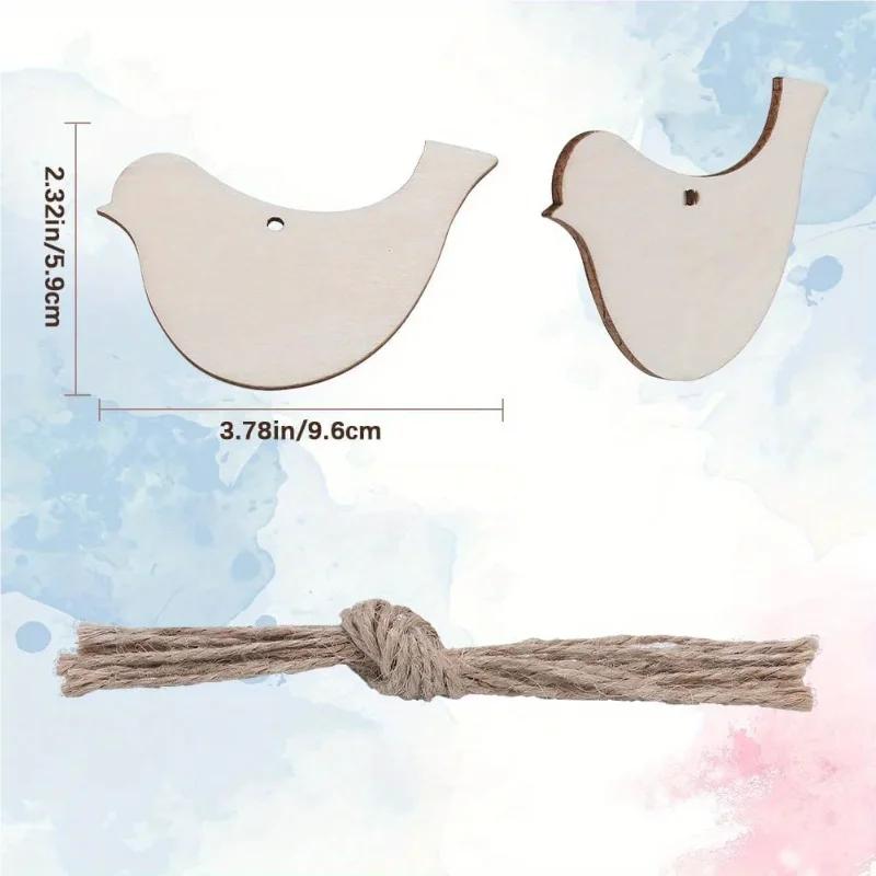 A Top Quality Cutouts For Unfinished Wooden Bird Shapes Natural Slices Diy Wood Crafts Painting Hanging Bird Ornaments With Jute