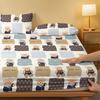 1 Sábana Bajera Ajustada Mate con Estampado de Osito de Animales Lindos de Dibujos Animados, Cubrecama Estampado para Dormitorio, Ropa de Cama (Excluyendo fundas de almohada)