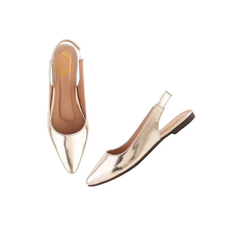 Shoetopia Pointed Toe Golden Bellies For Girls-Eu36