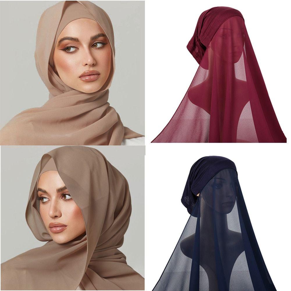 Plain Chiffon Chiffon Shawl Modal Hijab Cover Stylish Long Scarf Islam Inner Scarf
