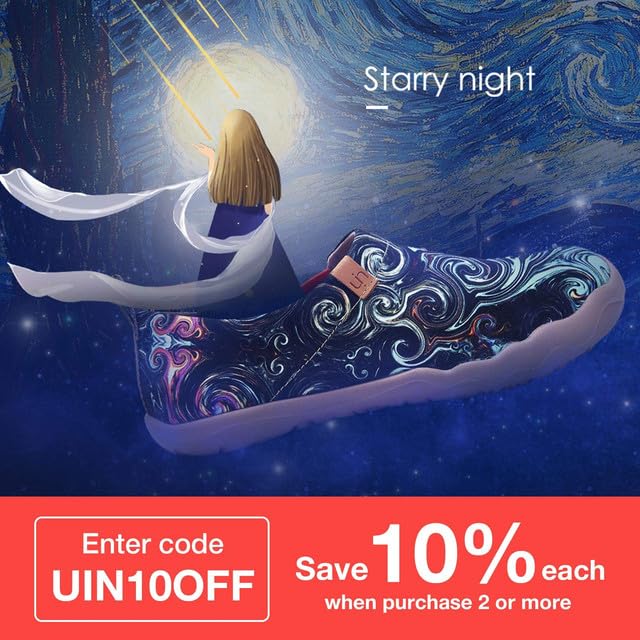 UIN Walking Casual Starry Size Cm Women's Slip-On Loafers, Shoes, Shoes, Night, 22.5