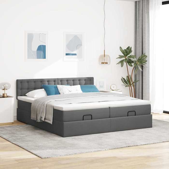 Maison Exclusive - Cadre de lit ottoman avec matelas gris foncé 200x200cm tissu