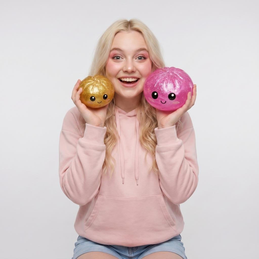 Squishy Dumpling Toy with Light Up Feature in Mystery Box Soft Squeeze Stress Relief Sensory Toy for Kids and Adults Collectible