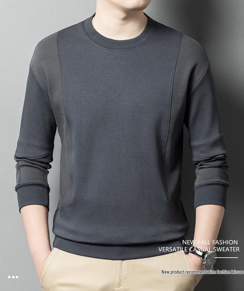 Men's Patchwork Cotton Hoodie - Spring/Autumn Long Sleeve Round Neck Trendy Fashion Top