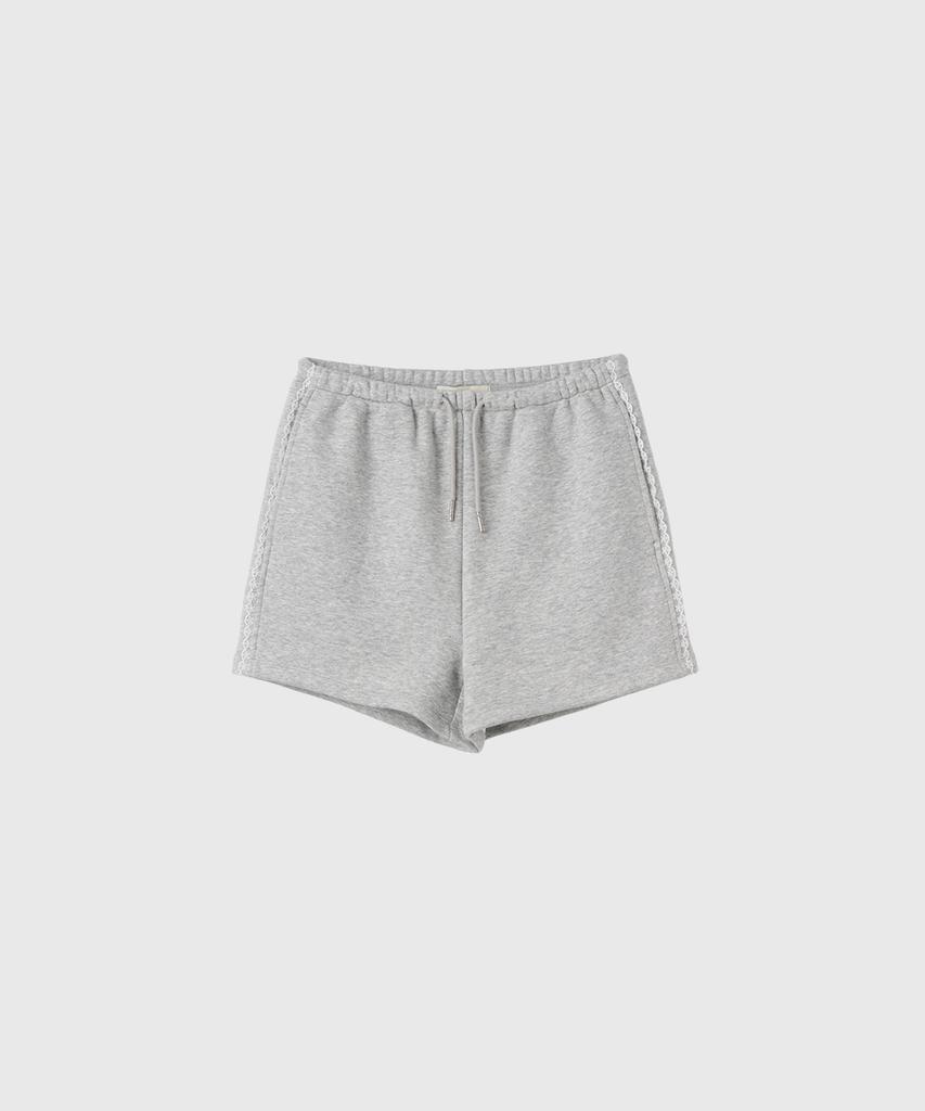 GENERALIDEA Lace-Trimmed Sweat Shorts [Melange Grey] / Gf2Lhp526