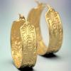 Vintage Gold Color Hoops Women's Earrings Metal Hand Carving Pattern Party Daily Wear