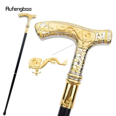 Goldener weißer Drachen Luxus-Muster-Gehstock Party Mode Eleganter Gehstock Dekorativer Cosplay-Gehstock Knauf Crosier 89cm