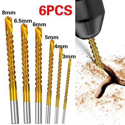 6Pcs 3-8mm Cobalt Drill Bit Set Spiral Screw Metric Composite Tap Drill Bit Tap Twist Drill Bit Set for Cutting Drilling Polishing