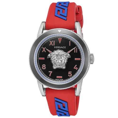

Versace V-PALAZZO Palazzo Watch, 43mm, Black Dial, Stainless Steel, Sapphire Crystal, Quartz Movement, Swiss Made, VE2V00622, Men s, Orange