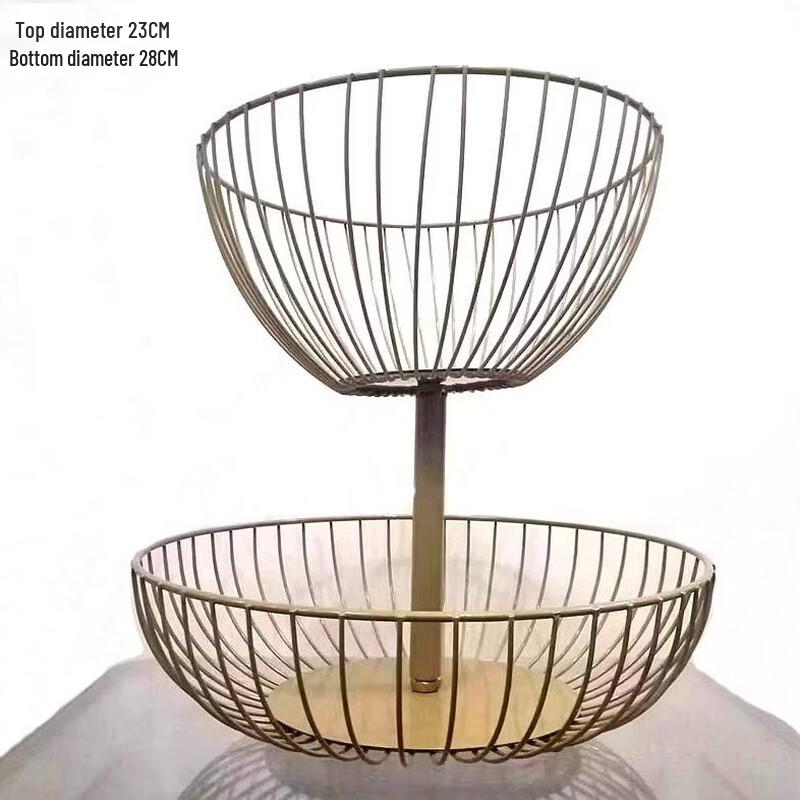 Скандинавская золотая двухъярусная железная корзина для фруктов