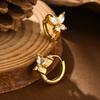 Light Luxury White Zircon Heart-Shaped Earrings for Women,  Stainless Steel Gold Color Classic Hoop Earrings, Fashion Jewelry