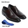 Black Brown Men's Dress Shoes Genuine Leather Cap Toe Oxford Suit Shoes Lace Up Business Office Wedding Formal Footwear Male