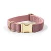 Ensemble collier et laisse Mihala Boss Luxueux Velours Rose Champagne & Boucle Dorée pour Animal de Compagnie.
