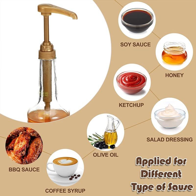 6Pcs Coffee Syrup Pump 10CC No Drip Pressed Shower Gel Liquid Pump Dispenser 750ml Juice Bottle Dispenser Pump Kitchen Gadget
