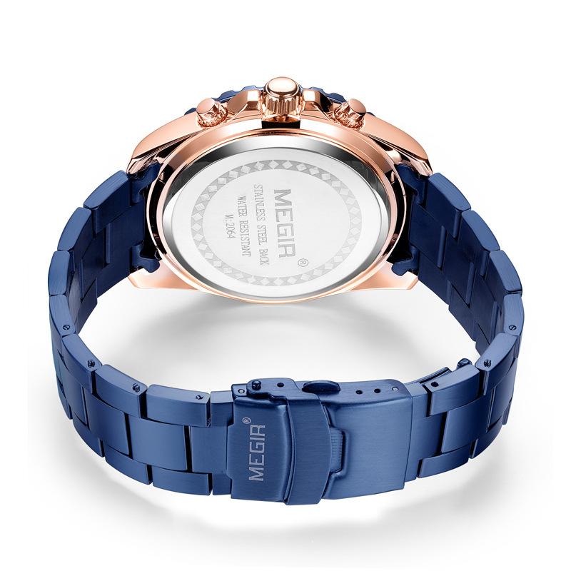 Men'S Watch, Large Dial Chronograph Calendar Steel Belt Business Quartz Watch 2064