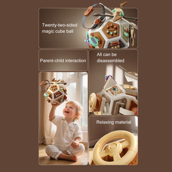 Montessori Early Education Toy Toddler Busy Board Cube Toys 22-in-1 Montessori Sensory Toy for 1-3 Year Old Boys Girls