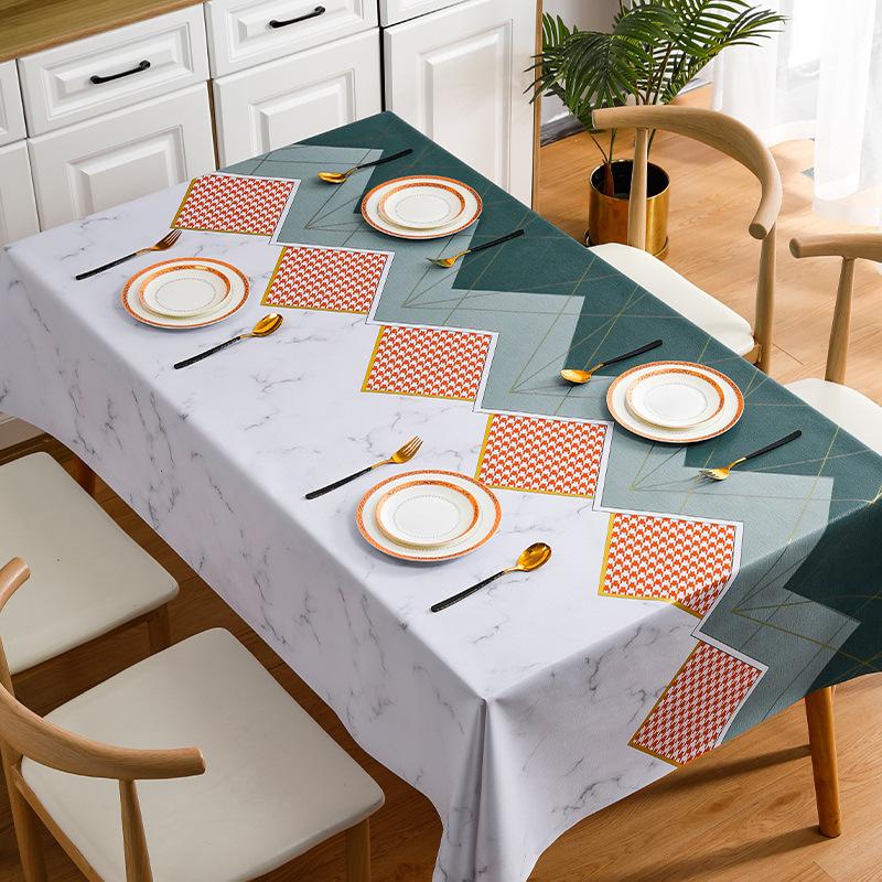 Household Simple Tablecloth Waterproof, Oil-Proof And Anti-Scalding Leave-In Tablecloth Wind Coffee Table Cloth Thousand Bird Grid