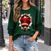 Women's Casual Christmas Print Crewneck Sweatshirt Pullover for Holiday Party Outfit