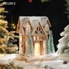 Christmas Wooden Lighted Snow House Mini Cabin European Vintage Xmas Decor