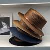 Quality High-end Flat-top Raffia Hat Women's Summer Sunshade and Sun Protection British Top Hat Men