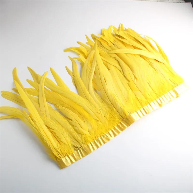 10Yard/lot Rooster Tail Feathers Trims for Needlework DIY Handicrafts 25-30cm Feather Fringes for Clothes Carnival Accessories