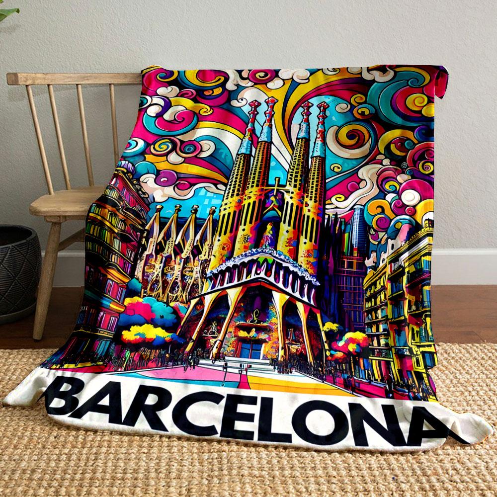 

Barcelona Sagrada Familia Psychedelic Blanket bedroom Blanket for Livingroom Couch lunch break Soft throw for Friend s festival Gift 80cm x 120cm