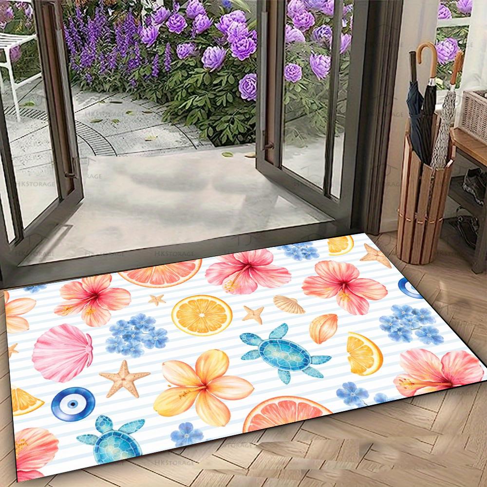 Nautisch Zomer Strand Decor Vloerkleed Schelp Plumeria Palmblad Antislip Entree Huis Keuken Deurmat 30X50cm-Felt
