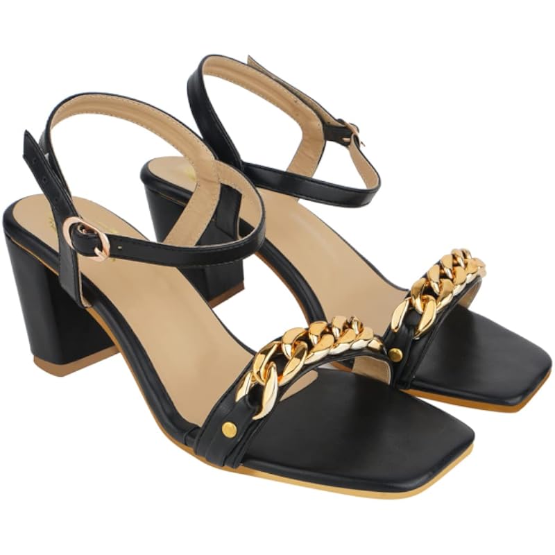 Shoetopia Girls 2211 Black Heeled Sandal - 7 Uk (Girls-2211-Black)