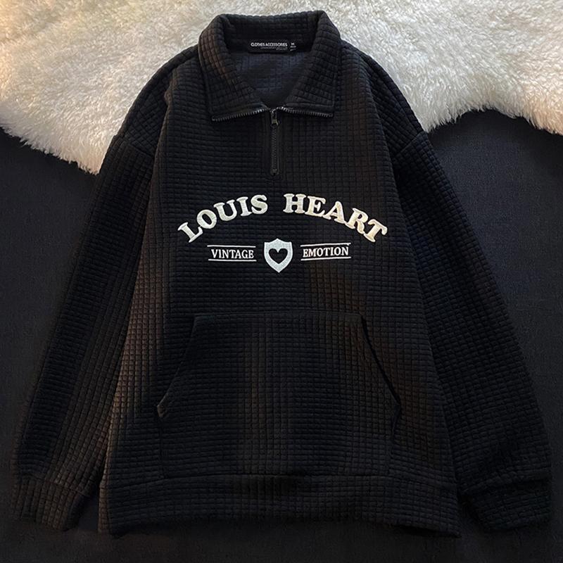 Hanorac de damă Waffle Fashion Tricou polo largi Top cu rever Pulover brodat casual