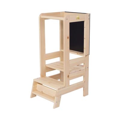 ® Wooden Kitchen Helper for Children Step Stool with a Board, Natural Wood
