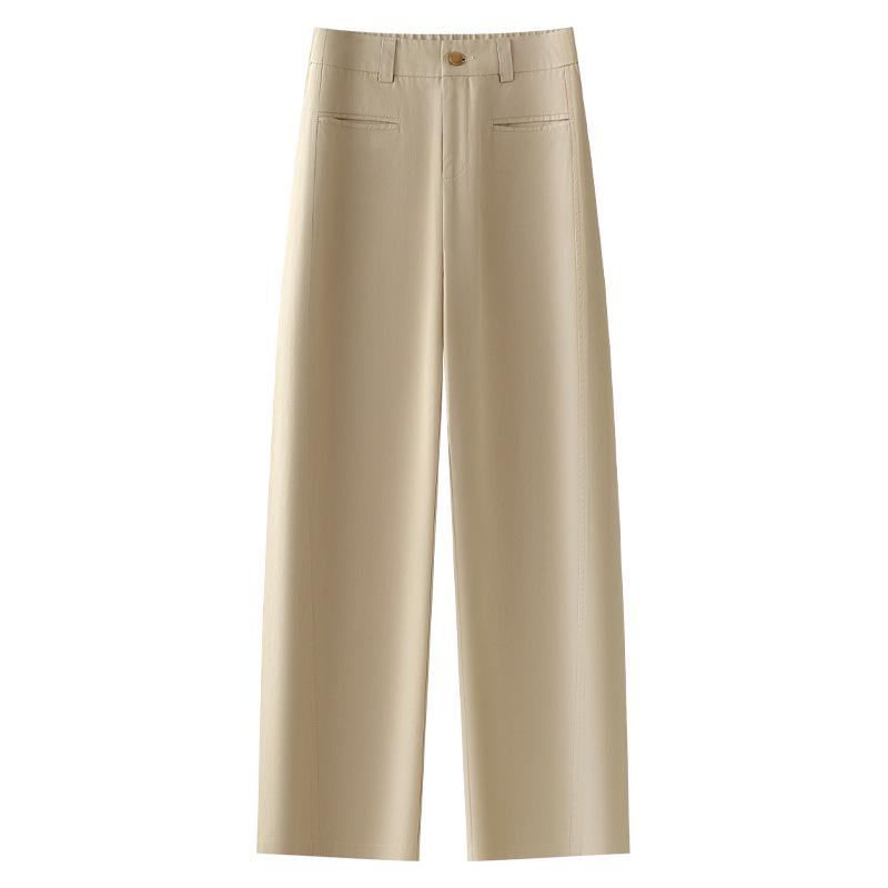 

2025 Spring Khaki High-Waist Slimming Wide-Leg Pants for Women XL