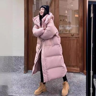 Warm Winter Pink Hooded Long Women Parkas Thick Cotton Padded Windproof Parcas Overcoat Casual Loose Snow Wear Jaquetas