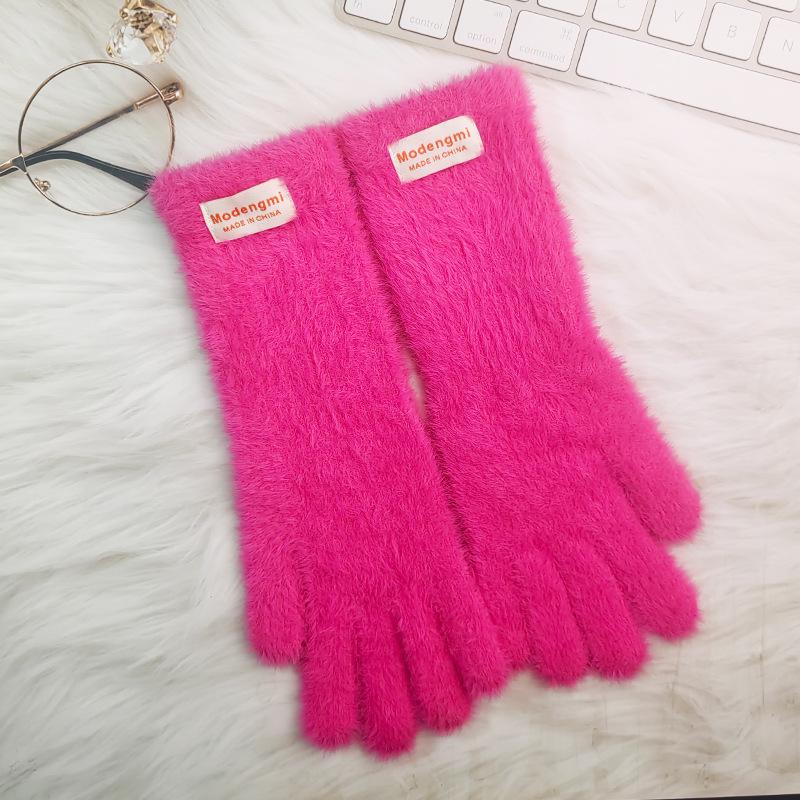 Soft Plush Fingerless Winter Gloves for Women - Long, Warm & Girlish Solid Colors