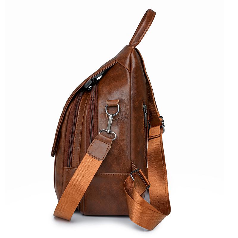 Soft Leather Backpack Women's Commuter Backpack Flip Multi-Functional Shoulder Bag