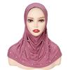 Women Pearl Decorated Hijab Scarf Shimmer Edge Shawl Women Soft Premium Jersey Hijab Turban Islam Solid Color Headscarf