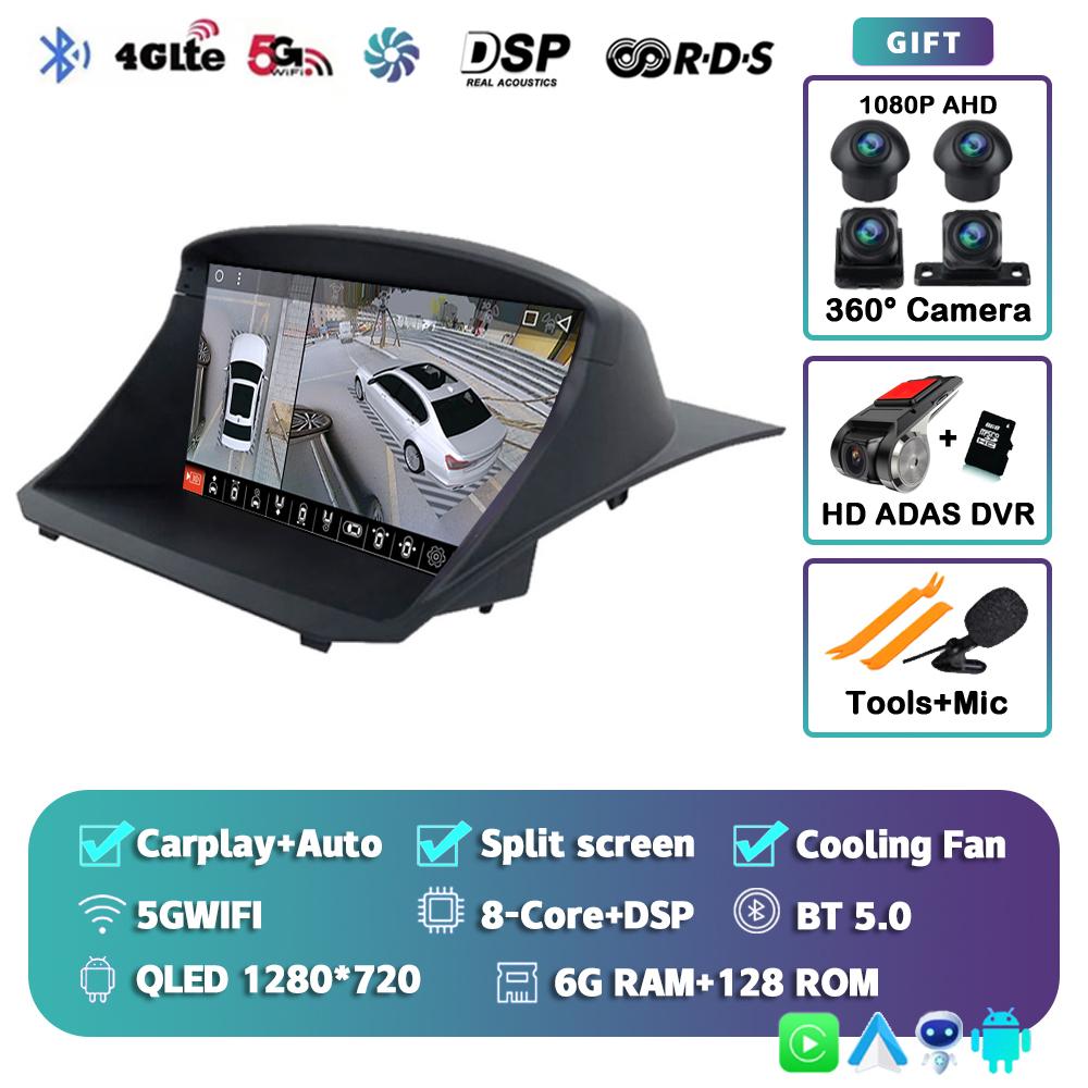 Android 14 Carplay Auto For Ford Fiesta 2009 - 2017 Car Radio Navigation GPS Multimedia Video Player Stereo 360 Camera Head Unit