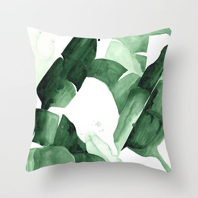 New Tropical Plant Fashionable Leaves Rainforest Pillow Case Cushion Cover Peach Leather Velvet Digital